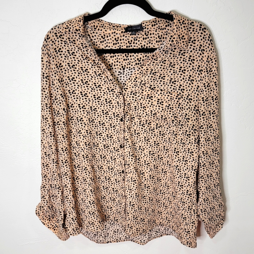 The Limited Tan & Black Print Blouse
